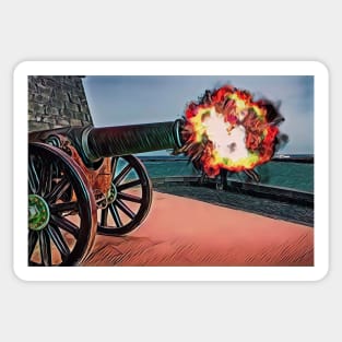 Cannon and explosion - comic book effect Sticker